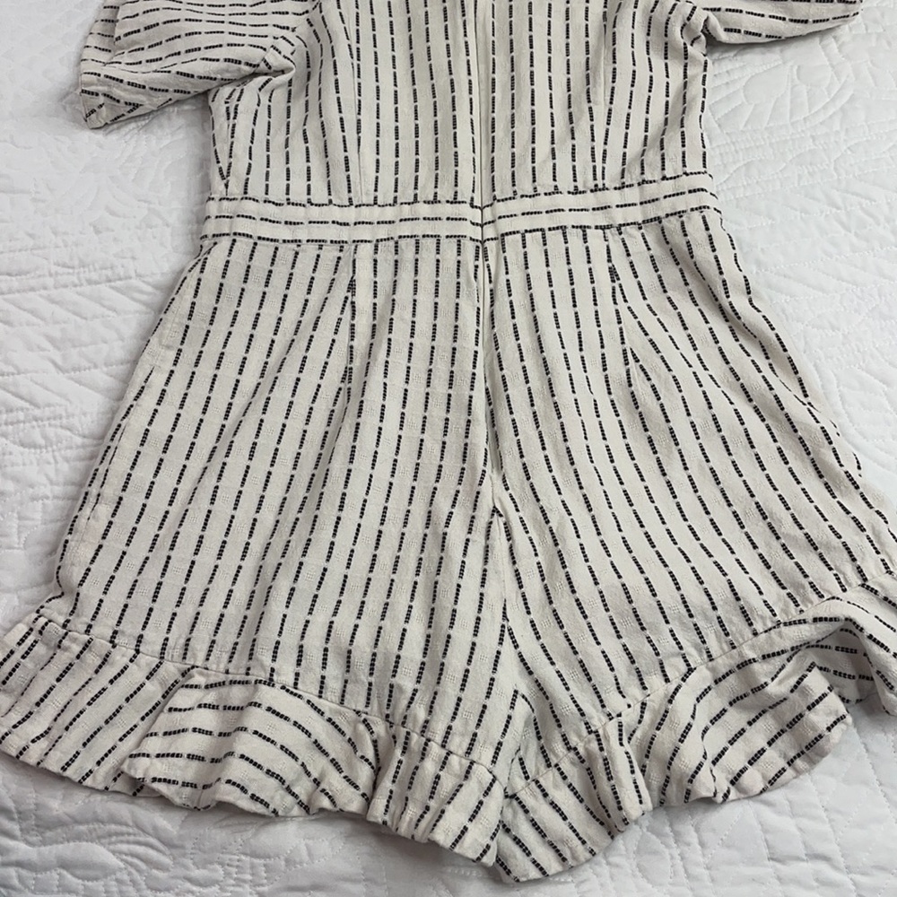 AMUR Cream Striped Ruffle Romper - Picture 10 of 15